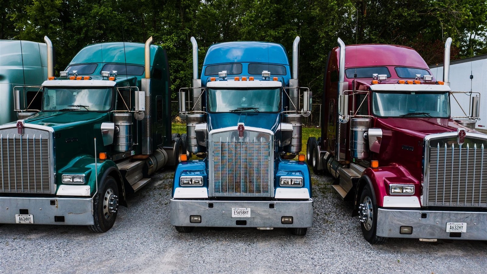 Fleet of freight trucks ready for dispatch